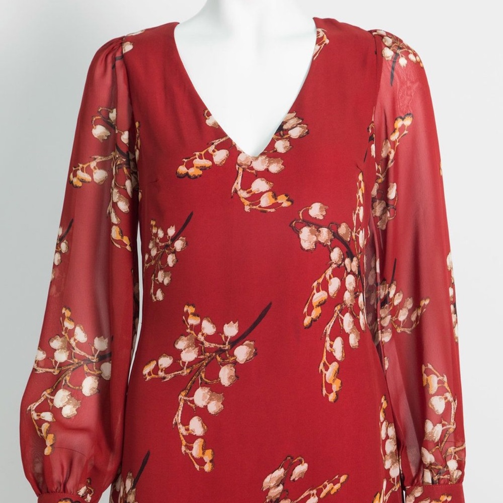 Lavender Brown Floral Swing Red Dress